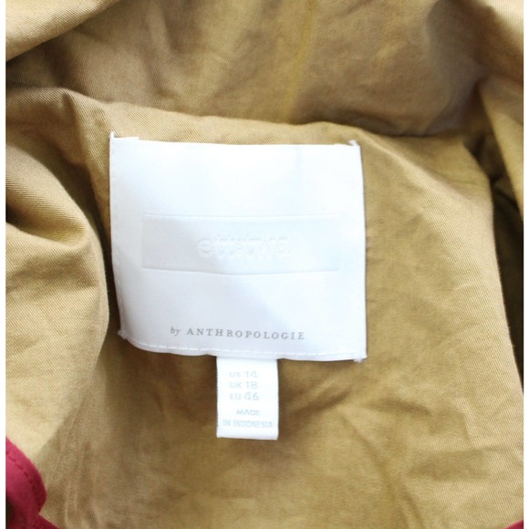 Ett Twa Anthropologie Marley Trench Coat Long Jacket Size 14 Belted Tan Brown - Picture 8 of 11